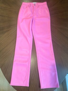Good American Better Than Leather Sorority Pink Faux Leather Pants Size 6/28